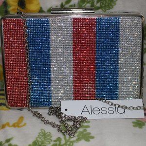 NWT Alessia Red White Blue American Flag Clutch or Shoulder Patriotic